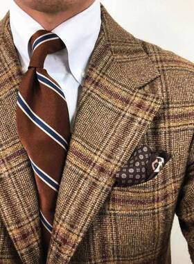 男女复古休闲雅痞咖色红色黄色墨绿色腰果花纹结婚新郎绅装领带