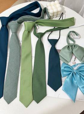 绿色领带懒人条纹免打日系学院风衬衫配饰手打领带学士服jk领结女