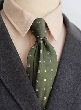 法式优雅 复古韩版8CM轻奢休闲正装藏青绿色棕色花纹男士西装领带