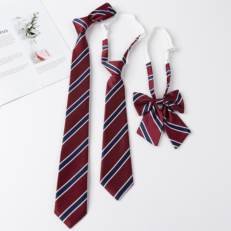韩版JK领带女学院风免打结校服领结英伦风领花学生赤绀金条纹