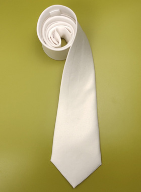 白色8cm领带 儿童节父情节绘画涤纶有光色丁男士白胚领带