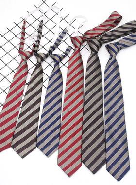 红色JK条纹领带女日系学院风JKDK手打制服咖啡免打领带男配饰