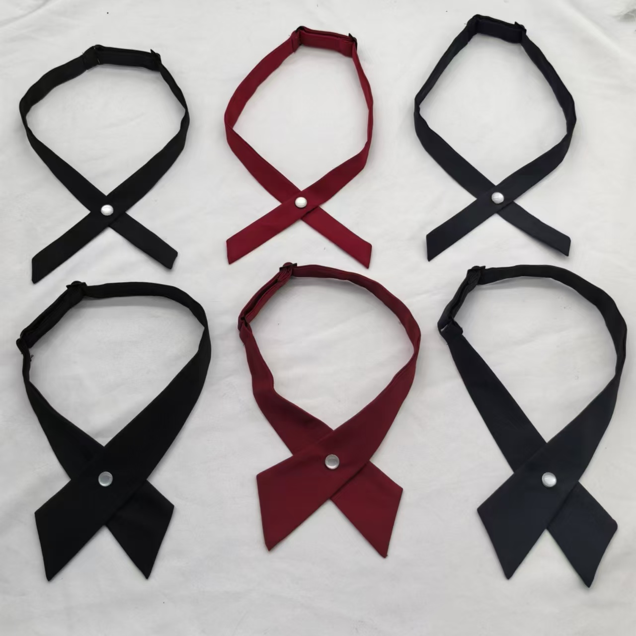 酒红色绀色十字交叉领结jk女生水手服校服配饰学院风衬衫内搭领结