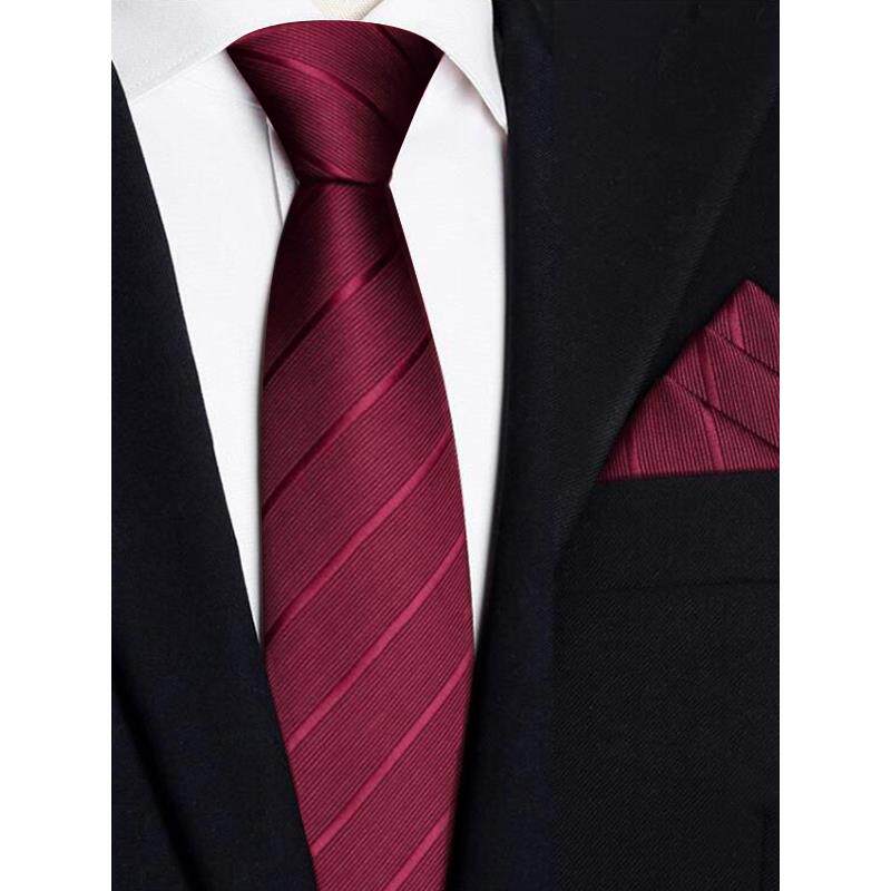 红色结婚领带男拉链式新郎婚礼酒红手打正装西服商务懒人免打结潮