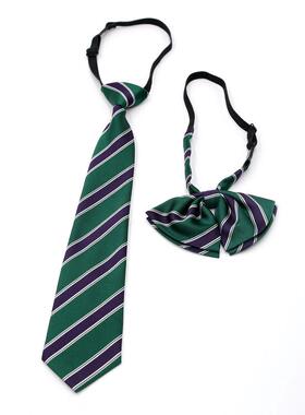 绿色条纹女士职业领花银行4S店工装领结拉链领带前台客服领班学生