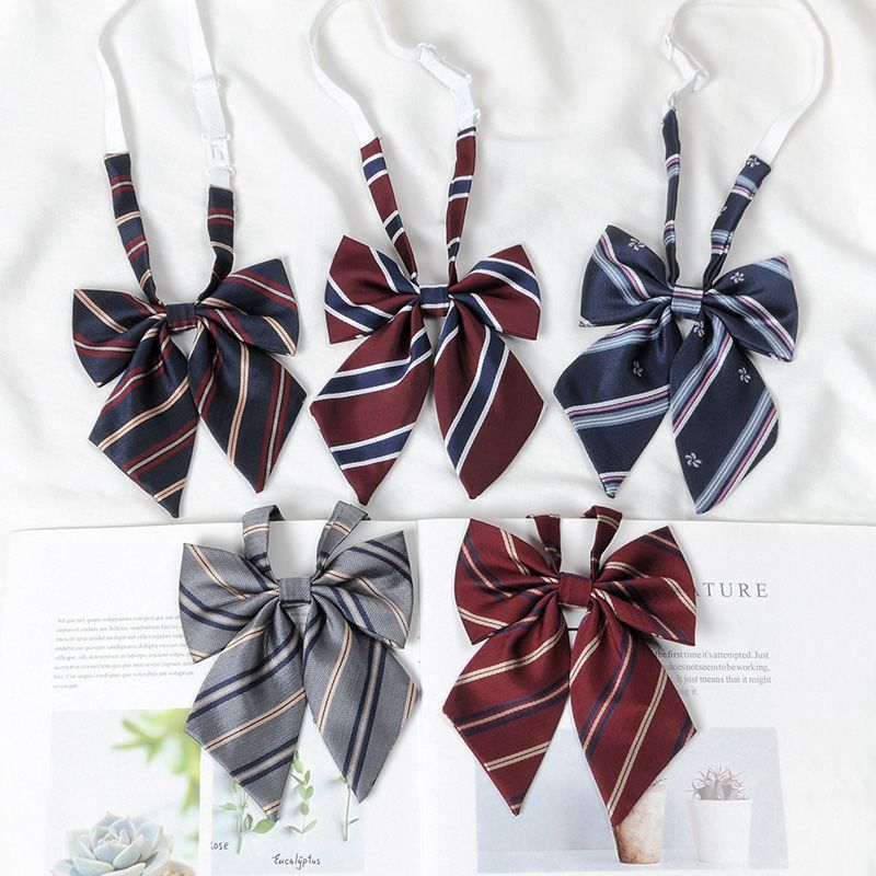 jk日系学院风领结女学生衬衫配饰红色条纹免打蝴蝶结水手服装饰潮