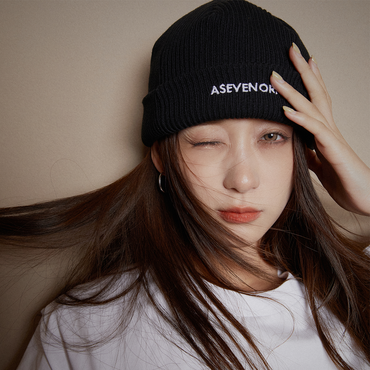 品牌LOGO男女同款保暖毛线帽