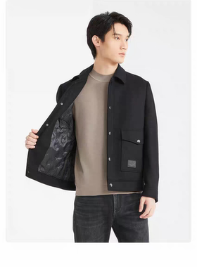 B4DYR8011 8012利家男士冬季商务休闲翻领羽绒内胆羊毛夹克