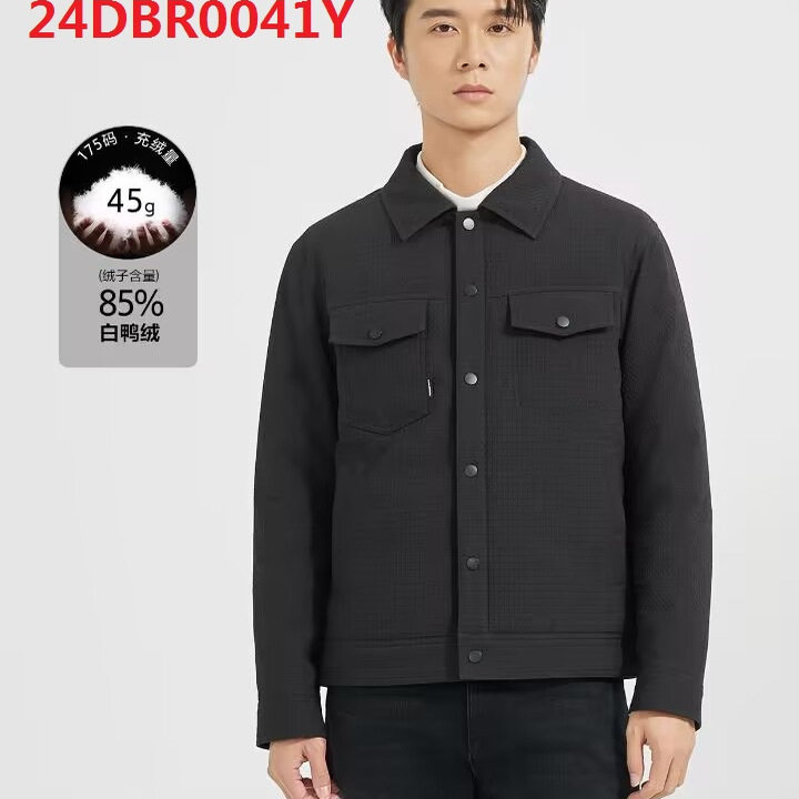 24DBR0042Y 0041Y利家男装冬季轻薄羽绒服男士翻领短款提花工装服