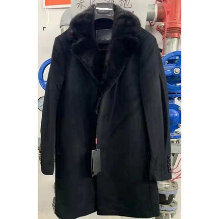 18DNK0011Y利家新款中长休闲商务可拆翻领水貂毛领獭兔内胆尼克服