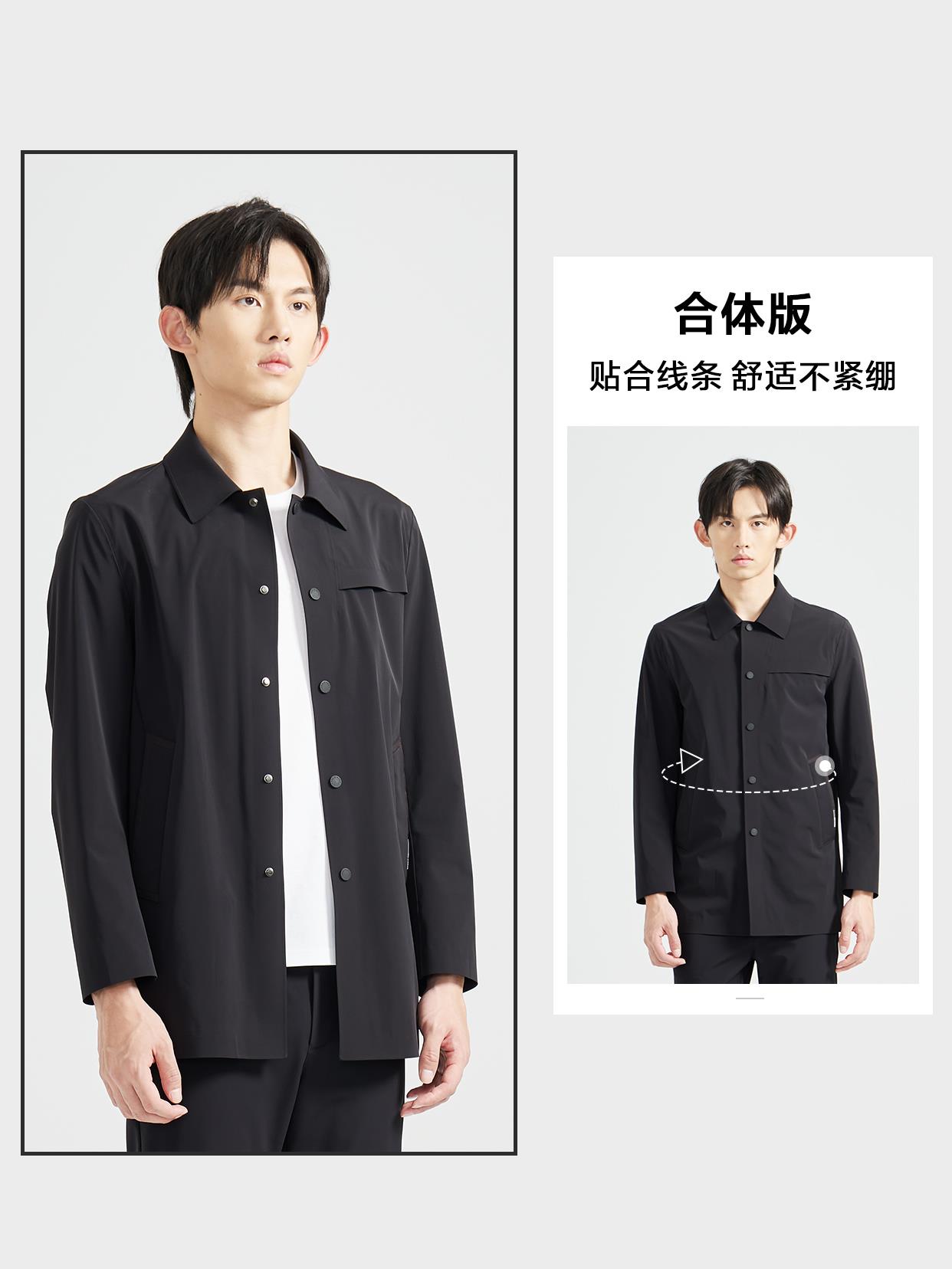 Q4CFY1021Y 利家新款男装四面弹青年商务风衣潮流防风外套图片