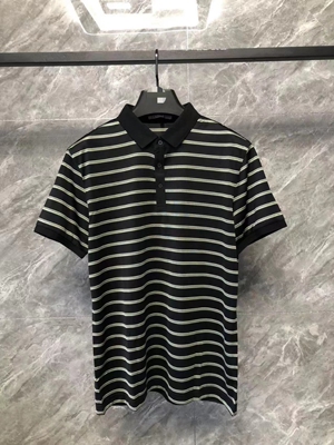 S2XTX11909利家新款夏季桑蚕丝休闲商务通勤时尚条纹短袖POLO衫男
