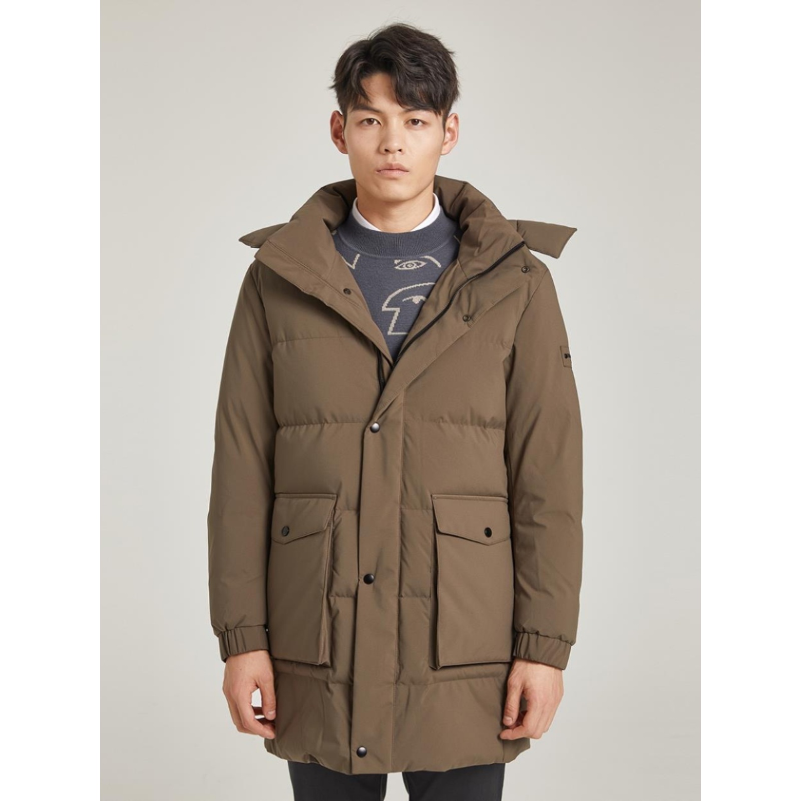 G1DRF2062Y利家男装冬季新品商务羽绒服男士长裤连帽加厚羽绒风衣