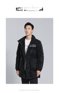 21DRF2151Y利家正品男装冬季连帽保暖黑色新款休闲商务时尚羽绒服