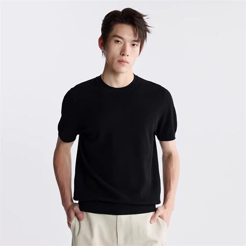 A6QMS5002Y 5004Y利家男装秋季新款简约商务通勤短袖针织毛衣