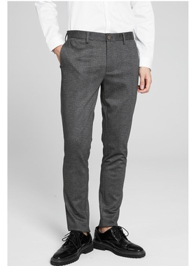 20QXK01601利家男装春秋季新款时尚商务弹力舒适男士格子休闲长裤