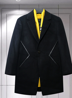 18DYR5011Y利家新款休闲商务男装秋冬款羊绒羊毛中长款大衣外套