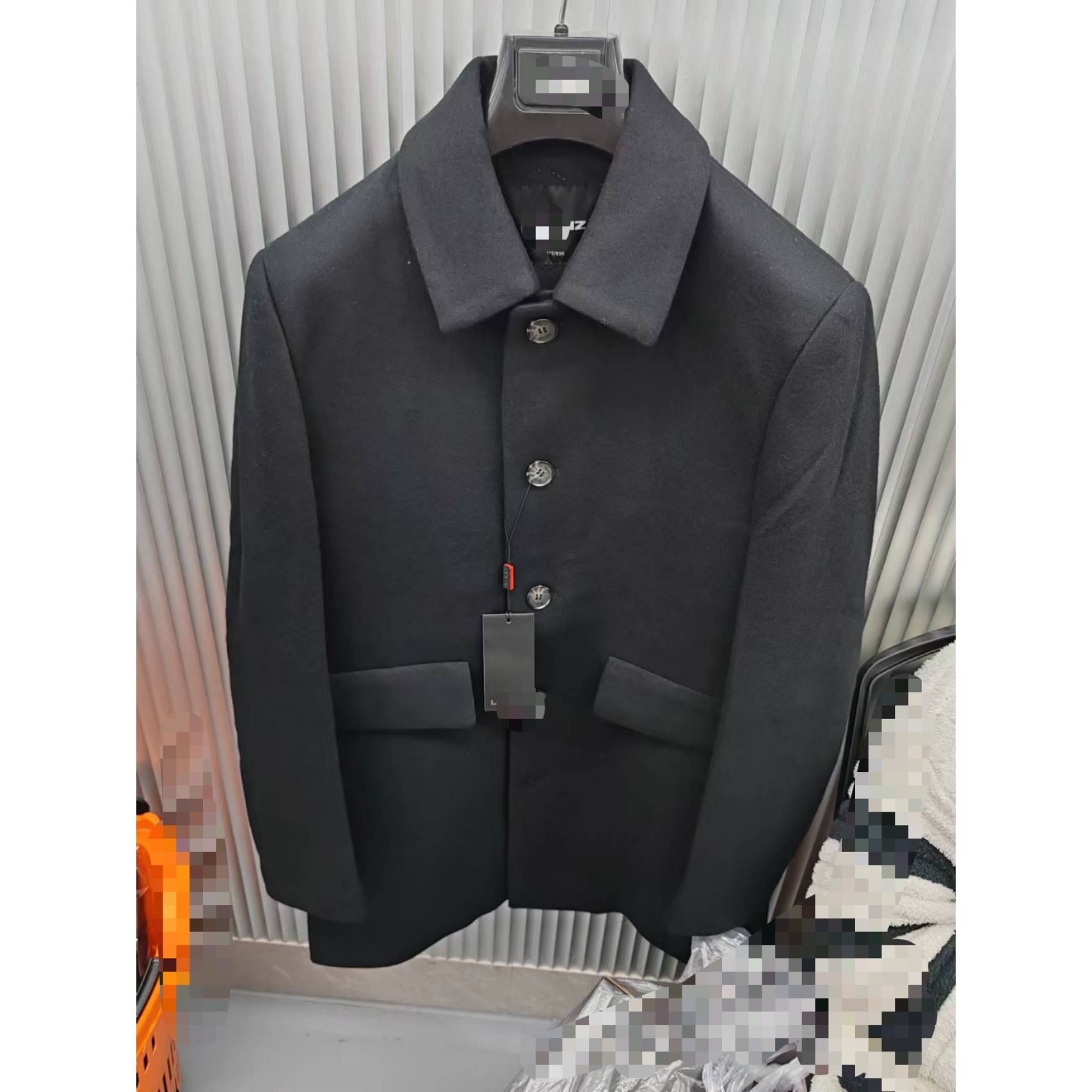 22DYR5051Y利家新款休闲商务男装羊毛羊绒中式翻领黑色大衣外套