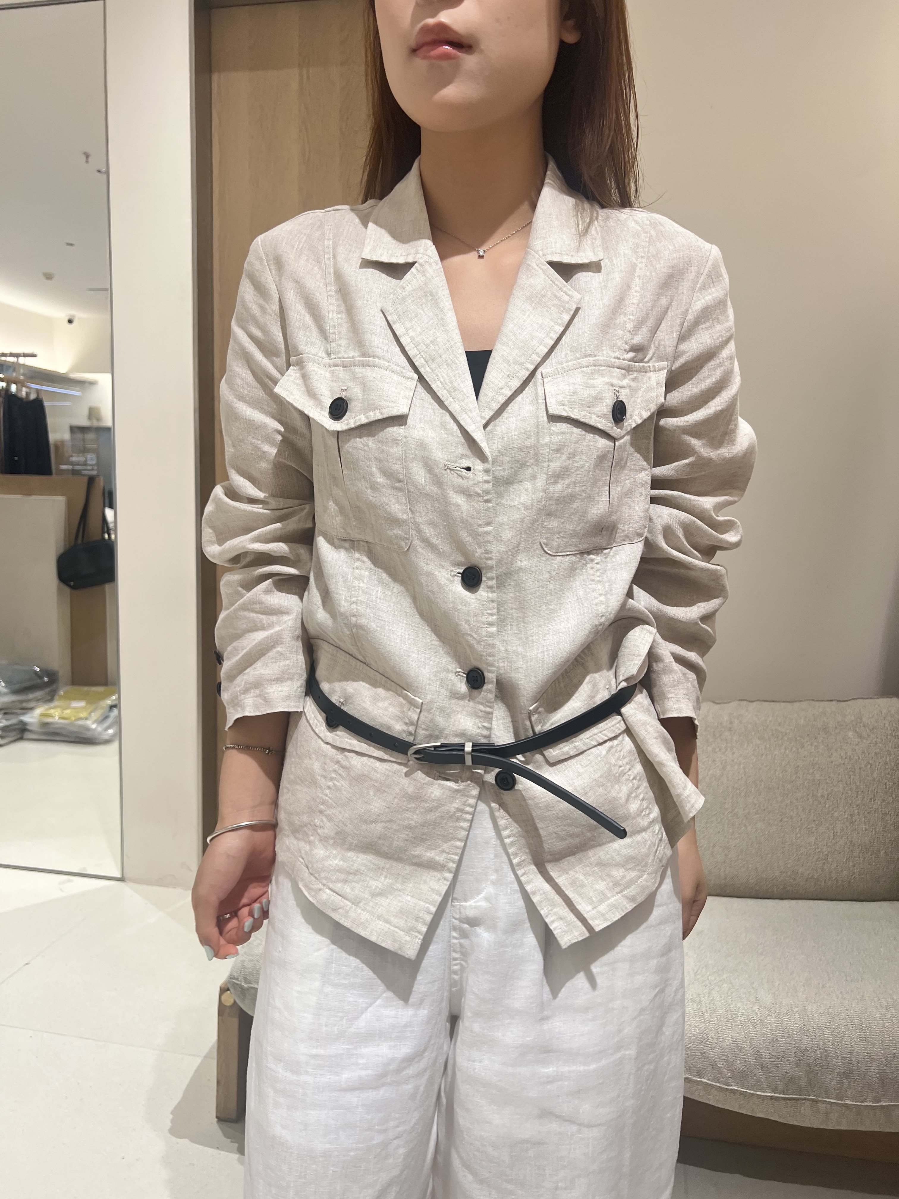 看钱风2026夏季新款100%亚麻高级感工装宽松薄款长袖外套风衣西装