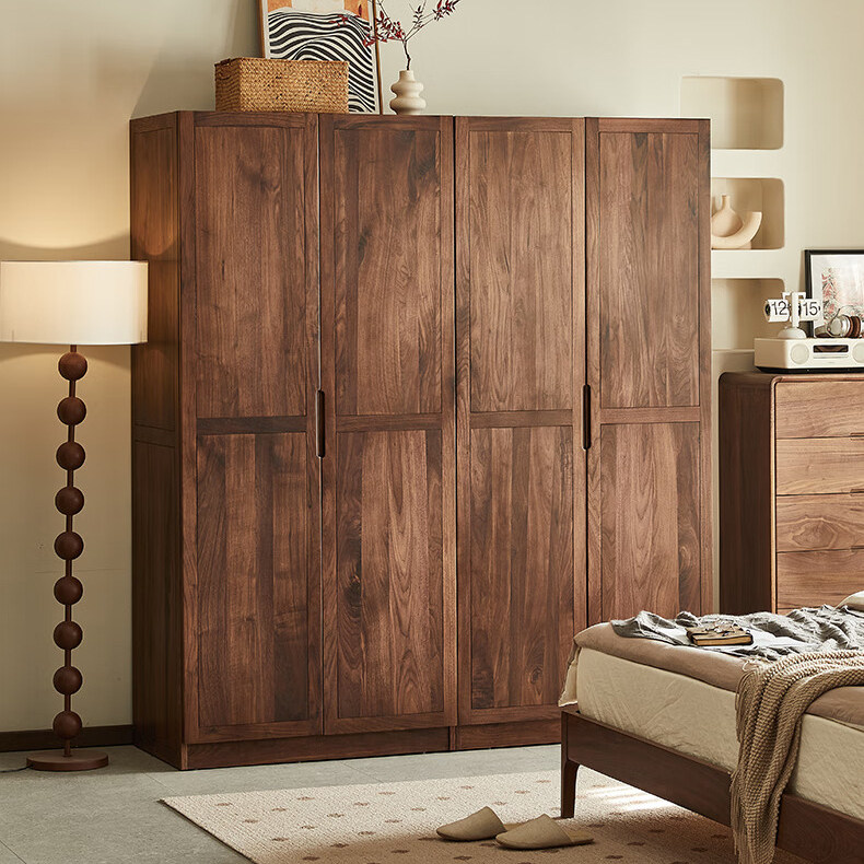 「定制」第二工匠美国黑胡桃木衣柜卧室北欧全实木衣橱柜子别墅柜