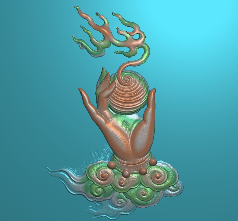 古建寺庙佛堂佛手精雕图浮雕扫描图立体金属雕刻灰度图木雕石雕