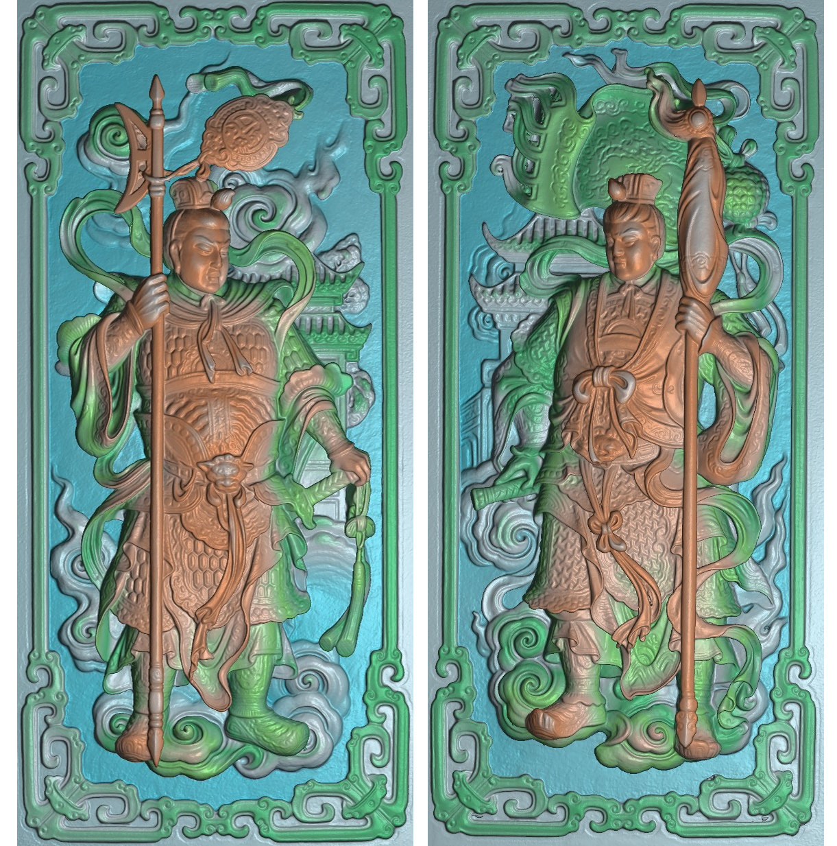门神精雕图古建筑祠堂寺庙门楼石雕浮雕扫描图惠安石雕人物喜庆新图片