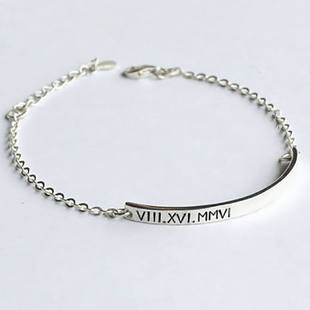 青树原创 设计手工定制925纯银刻字手链男女情侣手链学生简约韩版