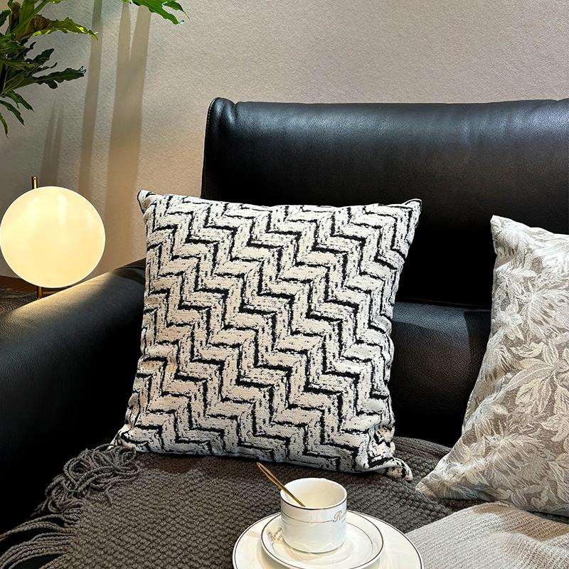 简约现代黑白灰抱枕套样板间客厅沙发组合靠垫装饰品创意布艺腰枕