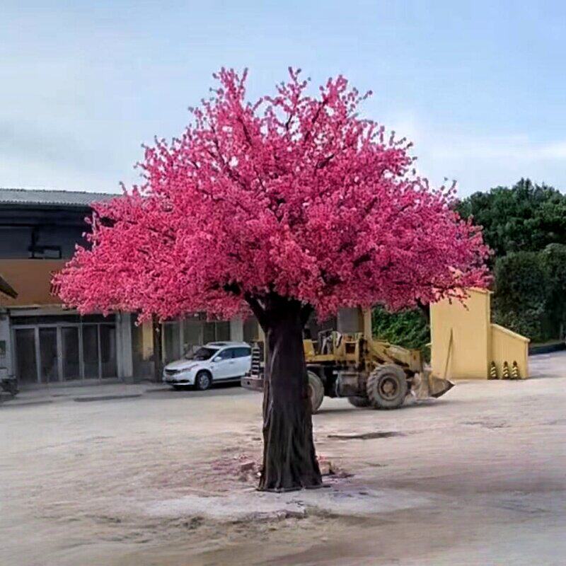 仿真桃花树绢花手工制作浪漫度假风装饰摆件粉色户外室内通用造景