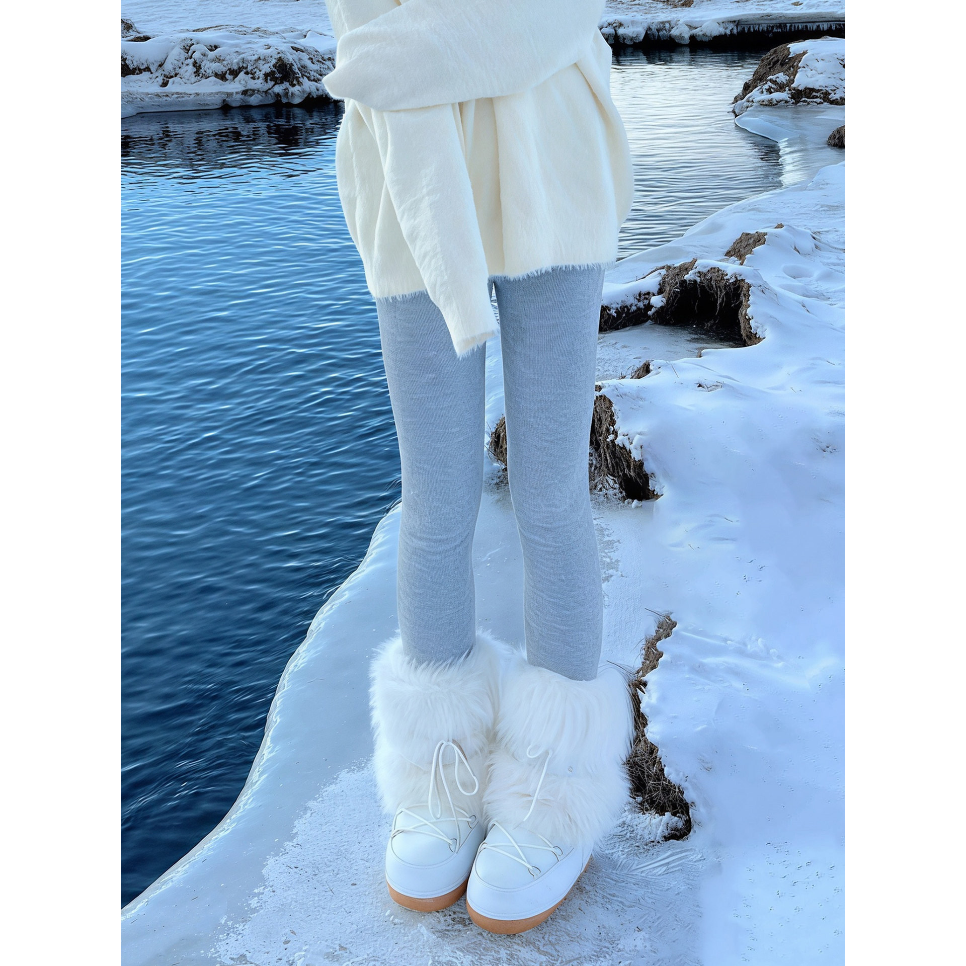 【凡岛】千禧辣妹白色长毛加厚雪地靴女冬天加绒保暖东北毛毛棉靴
