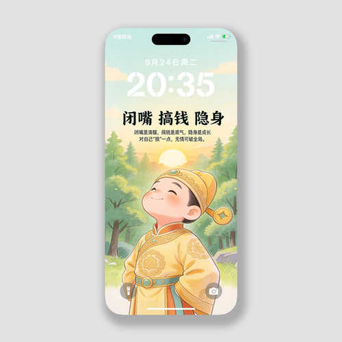 闭嘴搞钱隐身手机壁纸招财神2k高清安卓iphone华为小米励志锁屏保