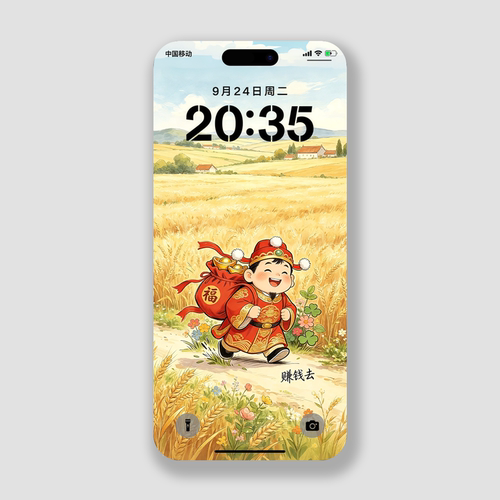 高清赚钱去插画财神手机壁纸招财4k壁纸主题ios26华为小米锁屏保