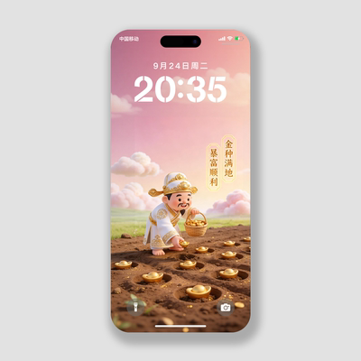 种金子元宝手机壁纸招财神2k高清安卓iphone华为小米4k插画锁屏保