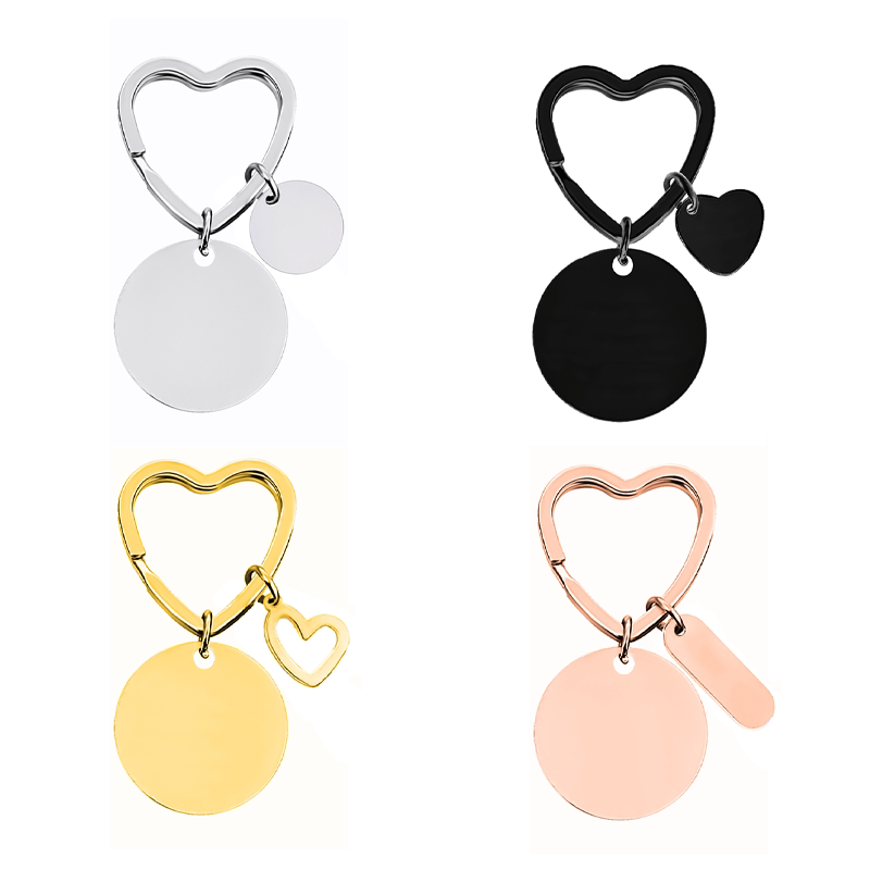 欧美跨境现货钥匙扣UV彩印空白材料圆形节日礼物金属钥匙扣批发