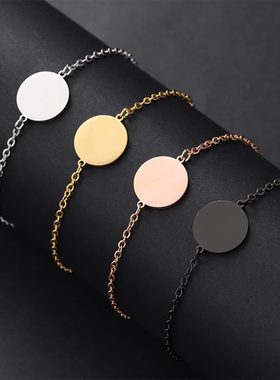 跨境批发现货不锈钢圆形手链欧美十字链手链空白材料节日礼物手链