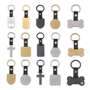 跨境现货多色不锈钢激光镭雕UV彩印空白材料皮扣款 金属皮革钥匙扣