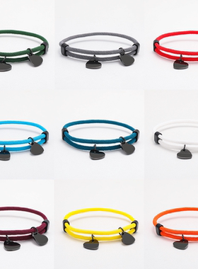 跨境现货米兰绳手链空白无字斜桃心材料不锈钢可调节编织绳手链