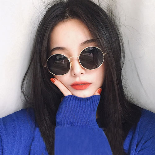 小红书网红圆形框嘻哈墨镜男复古小框太阳镜女ins个性素颜太子镜 - 封面