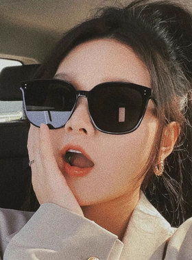 韩系方框墨镜女长圆脸遮阳显脸小