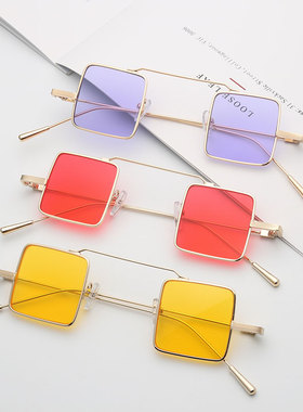 红色小方框墨镜个性凹造型潮款女