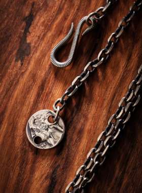 STZ古董银币改造925纯银复古原创项链太角链单链配链男女项链
