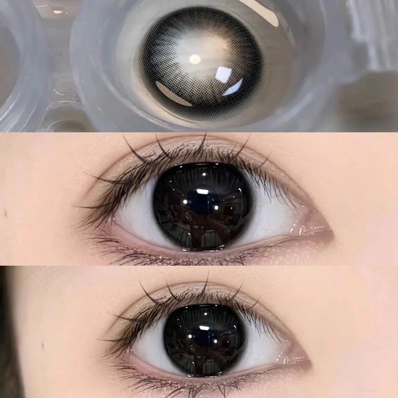 海俪恩护理液黑色美瞳半年抛2片近视隐形眼镜女大小直径学生党cly