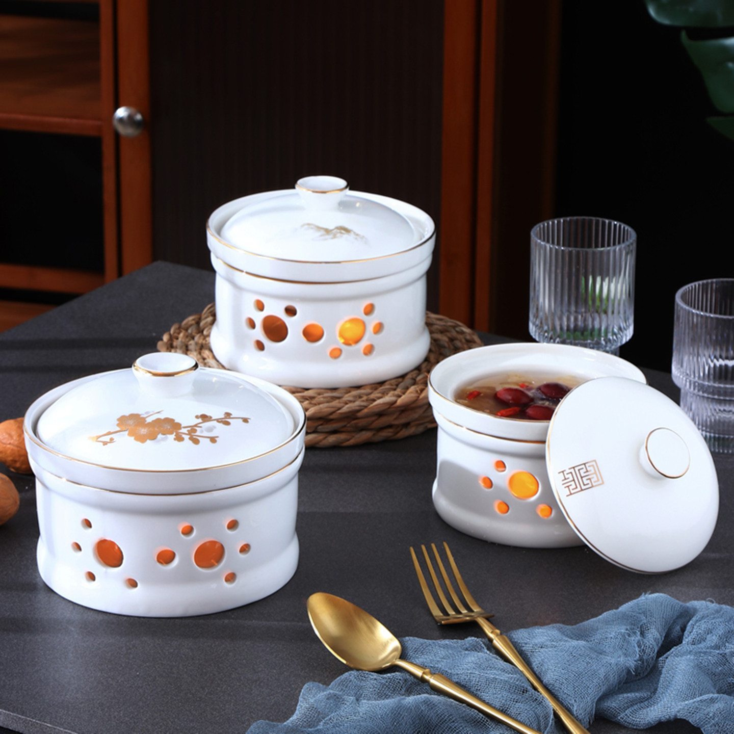 酒精蜡烛加热餐具陶瓷一位翅盅