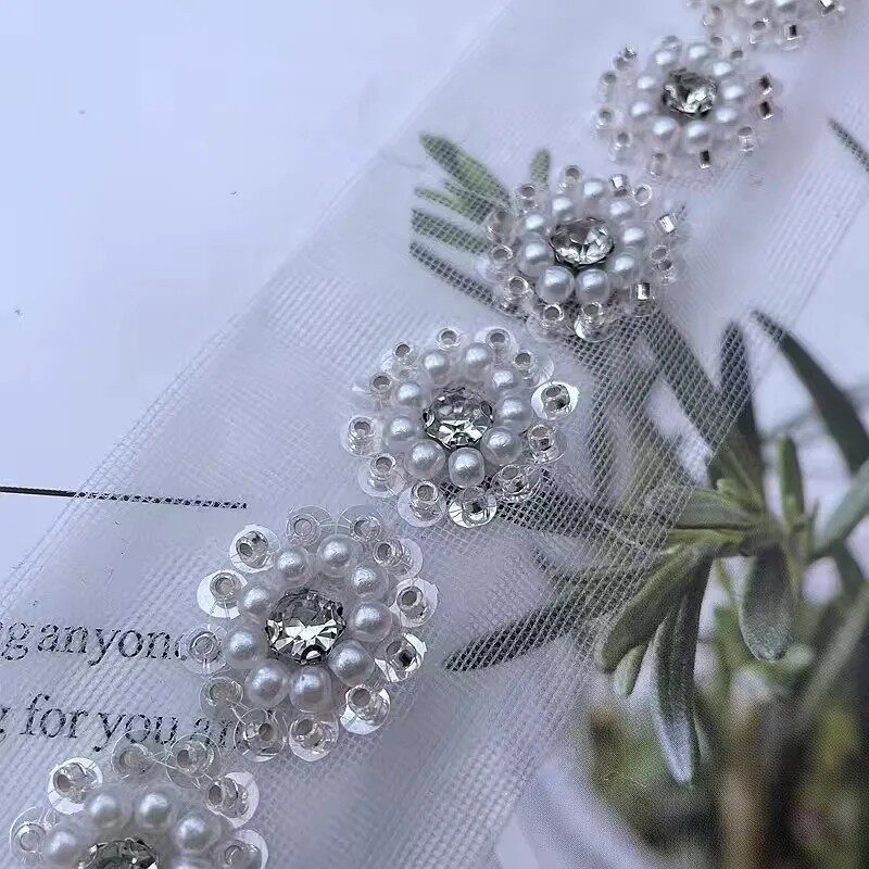 珍珠花边亮片小香风婚纱礼服花边