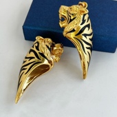 新款 文玩吊坠 定制铜镀金珐琅霸气虎头套托挂件大号牙套镶嵌男士