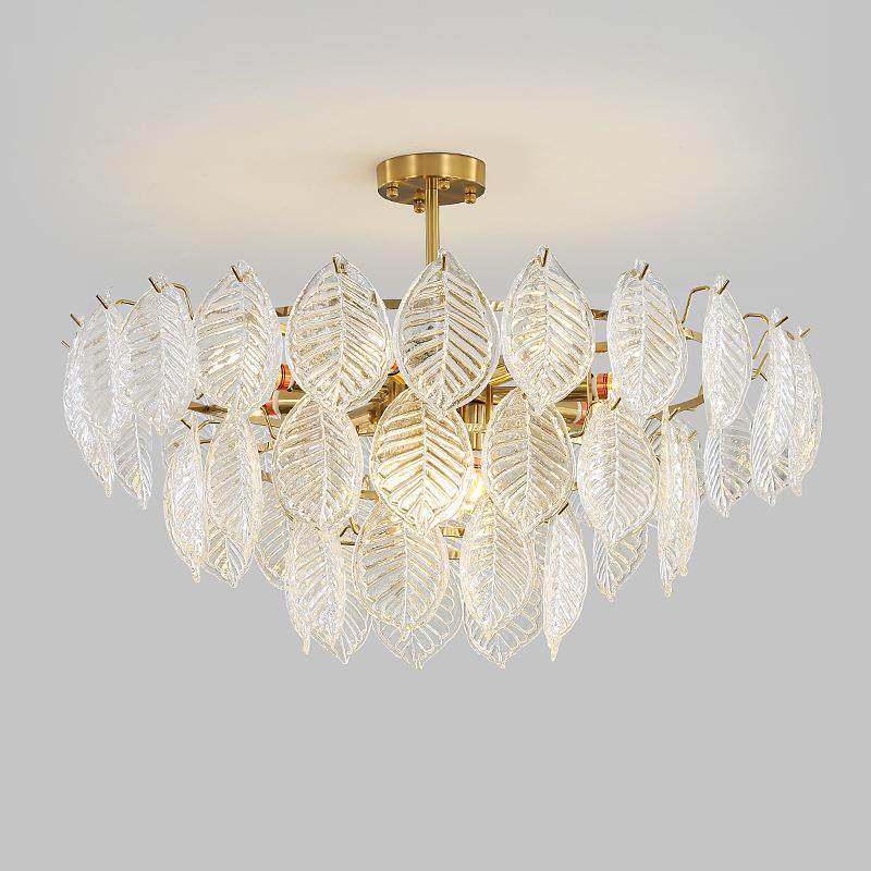 后现意式奢复古代客厅卧轻室创意叶D9301子玻璃设计师餐厅D金色LE,家装灯饰光源,智能吊灯,淘宝优惠券,粉丝福利购,淘宝优惠卷