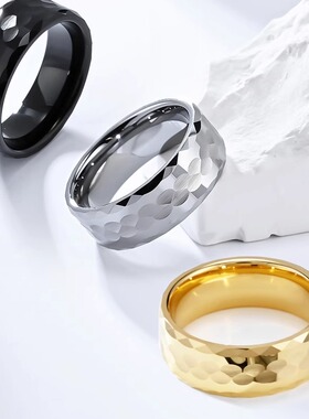跨境亚马逊简约设计风男士钨钢戒指环小众个性冷淡风钨金手饰品