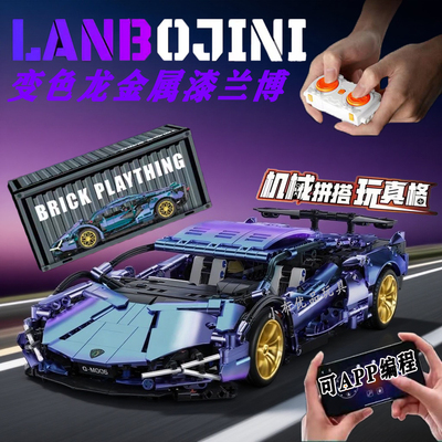 适用乐高积木兰博基尼遥控跑车拼装模型益智玩具男孩礼物2025新款