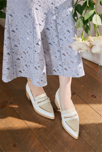 娘娘牌her元 撞色日系尖头金属扣装饰乐福通勤单鞋气质百搭