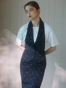 孤品獨家e1my元 es满幅刺绣挂脖翻领马甲气质百搭显瘦